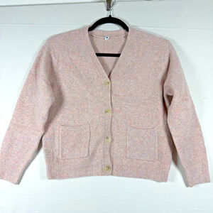 Uniqlo Kids Cardigan Pink Speckled Button Front Sweater Size 140